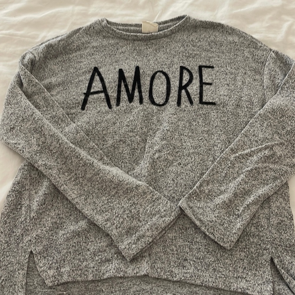 girls super soft long sleeve top with velvet black text